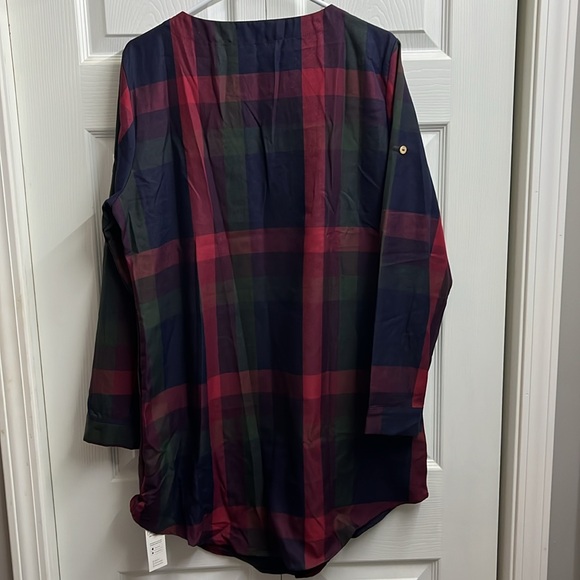 Cupshe Red Green Plaid Long Sleeve Shift Dress NWT - Picture 5 of 14